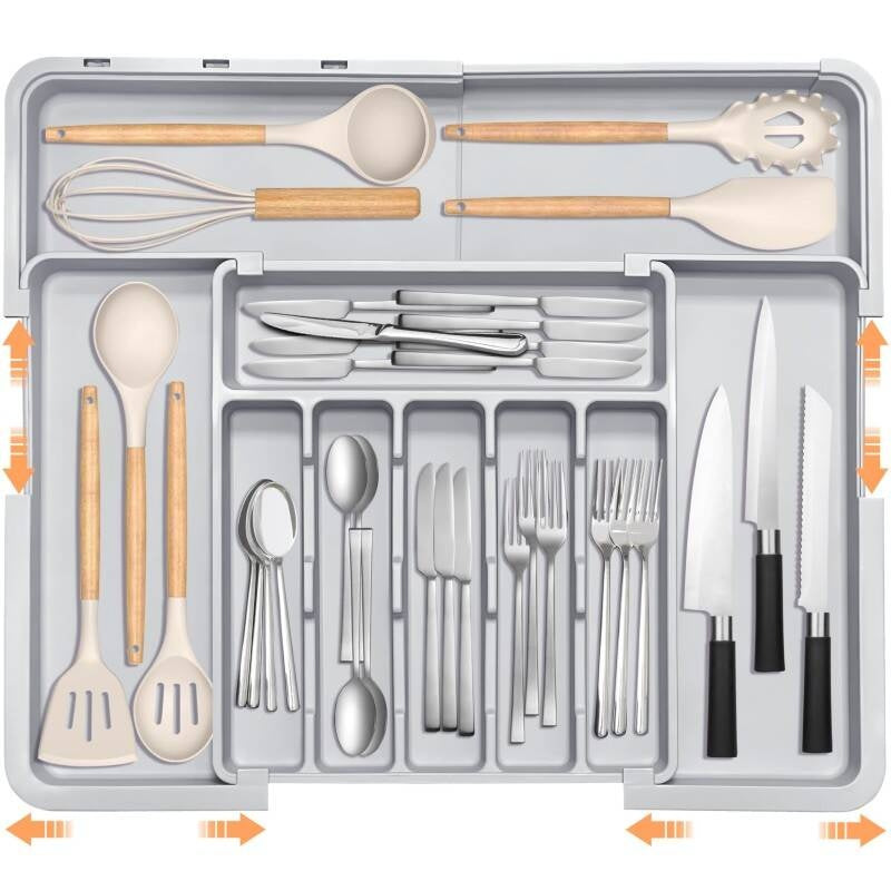 Adjustable Kitchen Drawer Organizer - Expandable Storage Tray