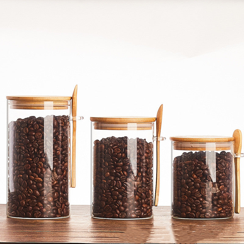 Glass Storage Jars with Wooden Lid – Kitchen Organization Set