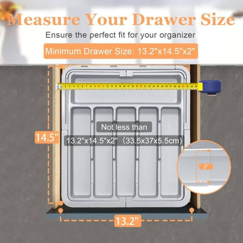 Adjustable Kitchen Drawer Organizer - Expandable Storage Tray