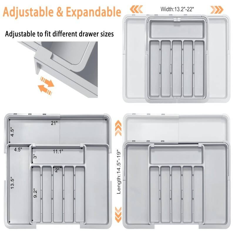 Adjustable Kitchen Drawer Organizer - Expandable Storage Tray